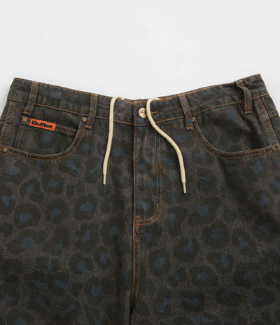 Butter Goods Leopard Denim Shorts - Black