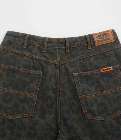 Butter Goods Leopard Denim Shorts - Black