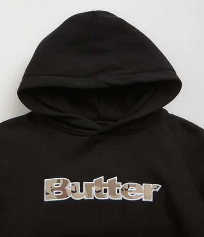 Butter Goods Logo Camo Applique Hoodie - Black