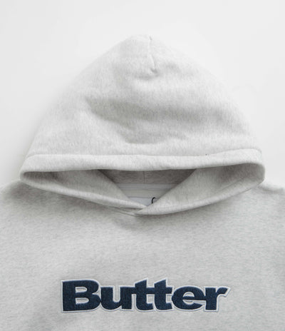 Butter Goods Logo Denim Applique Hoodie - Ash