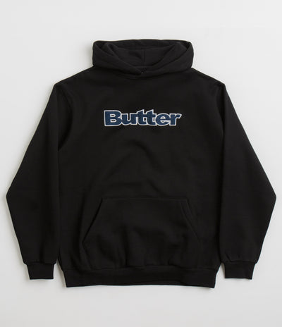 Butter Goods Logo Denim Applique Hoodie - Black