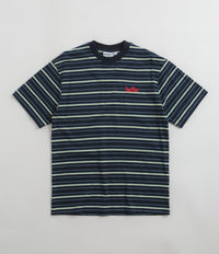 Butter Goods Park Stripe T-Shirt - Black / Sky / Banana