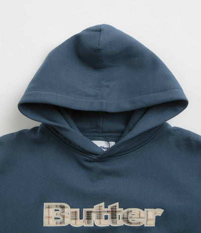 Butter Goods Plaid Applique Hoodie - Slate Blue