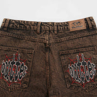 Butter Goods Spider Denim Shorts - Acid Brown thumbnail