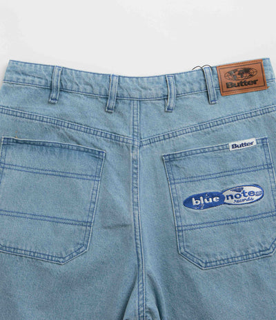 Butter Goods x Blue Note Pleated Denim Shorts - Washed Indigo