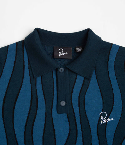 by Parra Aqua Weed Waves Knitted Polo Shirt - Multi