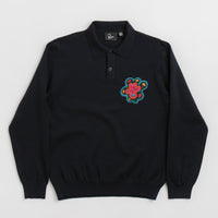 by Parra Flower Blob Knitted Polo Shirt - Midnight Blue thumbnail