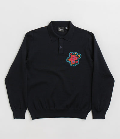 by Parra Flower Blob Knitted Polo Shirt - Midnight Blue