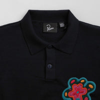 by Parra Flower Blob Knitted Polo Shirt - Midnight Blue thumbnail