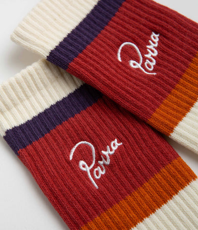 by Parra Script Logo Crew Socks - Off White