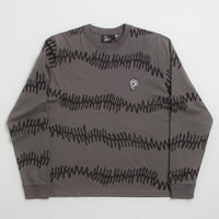 by Parra Stitched Skull Long Sleeve T-Shirt - Washed Brown thumbnail