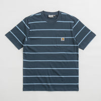 Carhartt Aiken Pocket T-Shirt - Aiken Stripe / Dusky Blue thumbnail