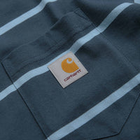 Carhartt Aiken Pocket T-Shirt - Aiken Stripe / Dusky Blue thumbnail