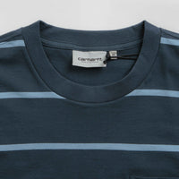 Carhartt Aiken Pocket T-Shirt - Aiken Stripe / Dusky Blue thumbnail