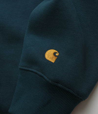 Carhartt Chase Zip Neck Sweatshirt - Duck Blue / Gold