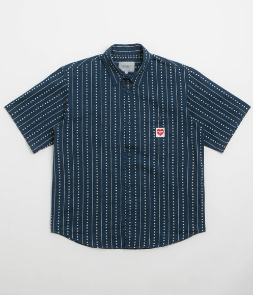 Carhartt Drewe Short Sleeve Shirt - Heart C Pinstripe / Ink / Natural