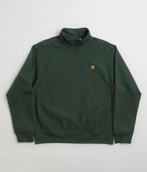 Carhartt Half Zip American Script Sweatshirt - Conifer