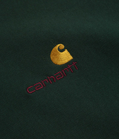 Carhartt Half Zip American Script Sweatshirt - Conifer