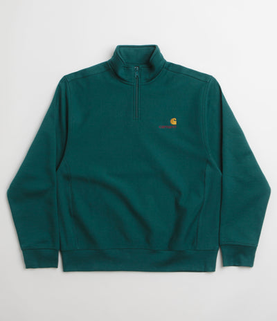 Carhartt Half Zip American Script Sweatshirt - Malachite