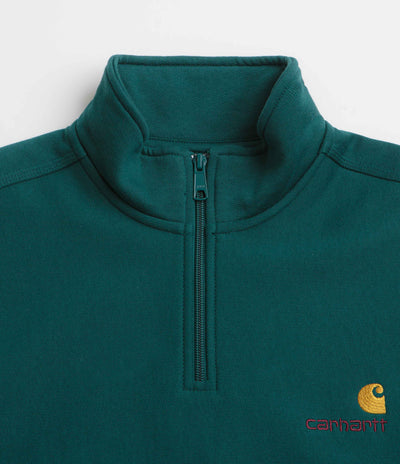 Carhartt Half Zip American Script Sweatshirt - Malachite