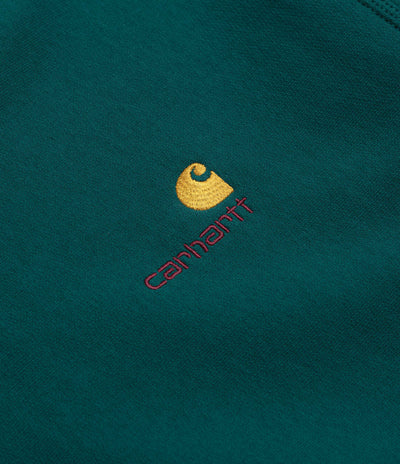 Carhartt Half Zip American Script Sweatshirt - Malachite