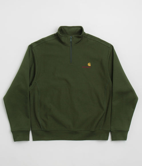 Carhartt Half Zip American Script Sweatshirt - Tarragon