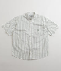 Carhartt Linus Stripe Poplin Short Sleeve Shirt - Park / White