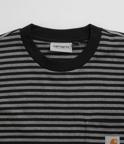 Carhartt Verner Pocket Long Sleeve T-Shirt - Verner Stripe / Black / Dark Grey Heather