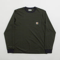 Carhartt Verner Pocket Long Sleeve T-Shirt - Verner Stripe / Dark Navy / Office Green thumbnail