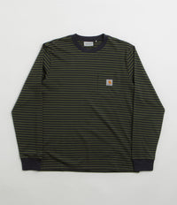 Carhartt Verner Pocket Long Sleeve T-Shirt - Verner Stripe / Dark Navy / Office Green