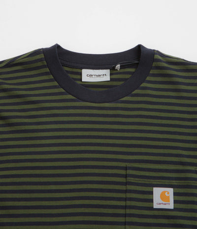 Carhartt Verner Pocket Long Sleeve T-Shirt - Verner Stripe / Dark Navy / Office Green