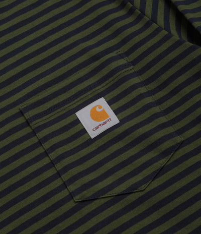 Carhartt Verner Pocket Long Sleeve T-Shirt - Verner Stripe / Dark Navy / Office Green