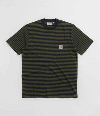 Carhartt Verner Pocket T-Shirt - Verner Stripe / Dark Navy / Office Green