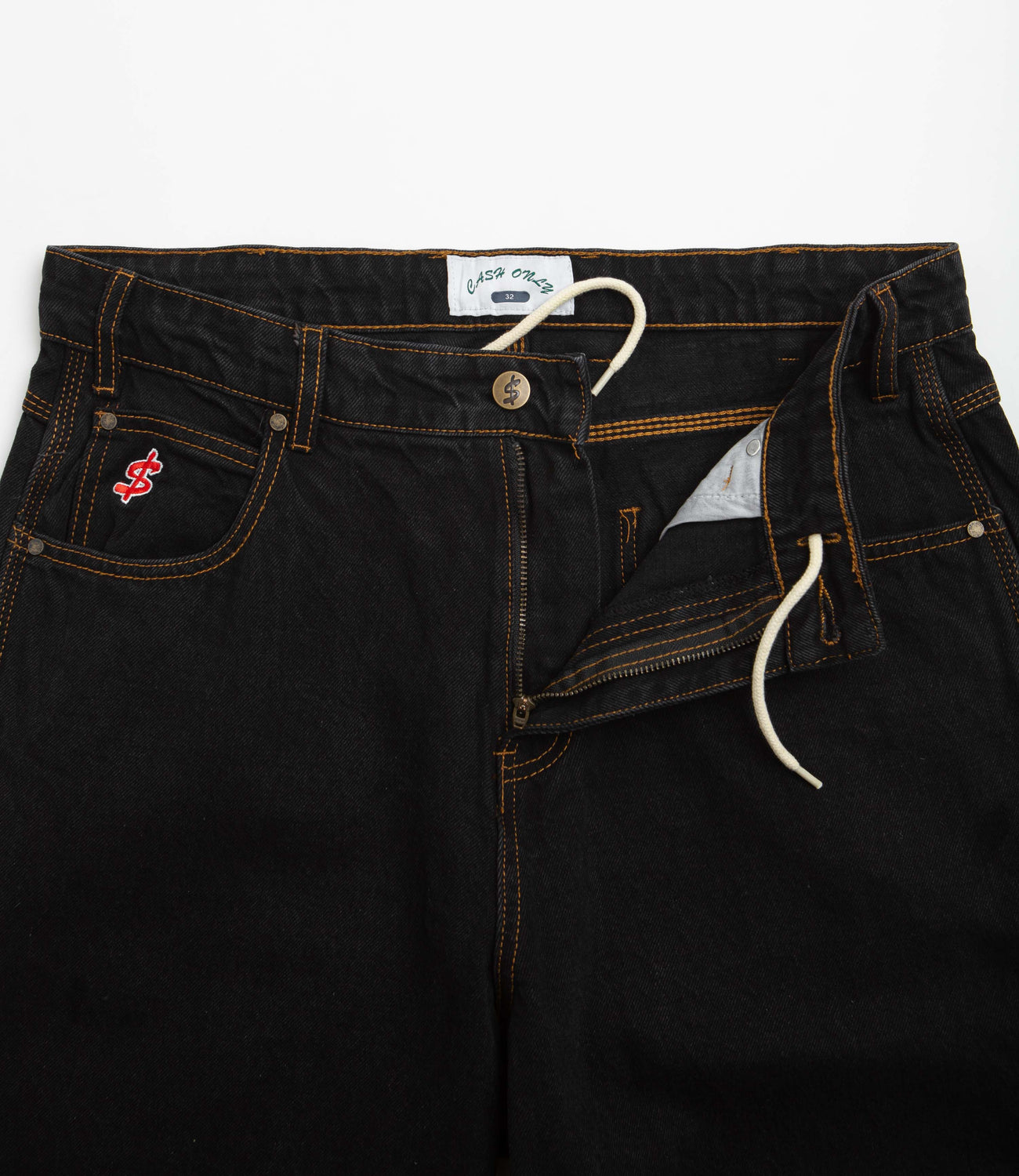 Cash Only Logo Baggy Jeans - Washed Black | Flatspot