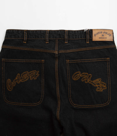 Cash Only Logo Baggy Jeans - Washed Black