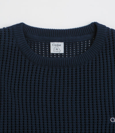 Civilist Loose Gauge Knit Sweatshirt - Navy