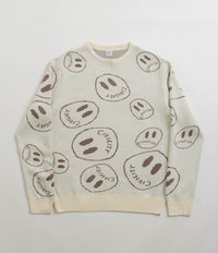 Civilist Smiler Knit Crewneck Sweatshirt - Ecru