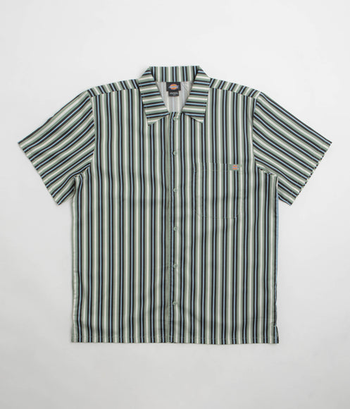 Dickies Multi Stripe Work Short Sleeve Shirt - Iceberg Green