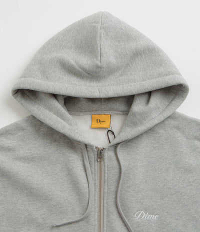 Dime Cursive Zip Hoodie - Heather Grey