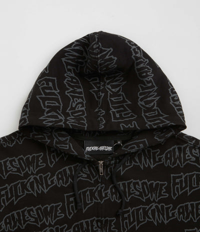 Fucking Awesome AOP Stamp Zipped Hoodie - Black