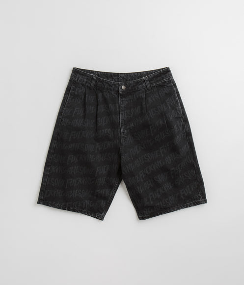 Fucking Awesome Baggy Pleated Denim Laser Shorts - Black