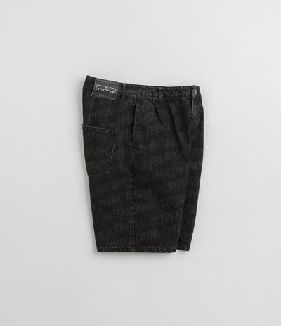 Fucking Awesome Baggy Pleated Denim Laser Shorts - Black