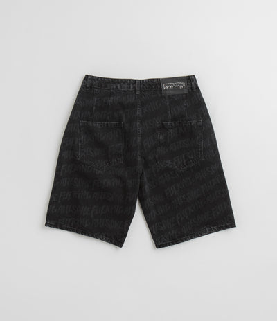 Fucking Awesome Baggy Pleated Denim Laser Shorts - Black