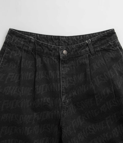 Fucking Awesome Baggy Pleated Denim Laser Shorts - Black