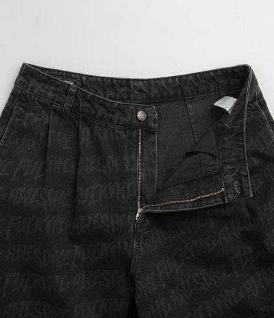 Fucking Awesome Baggy Pleated Denim Laser Shorts - Black