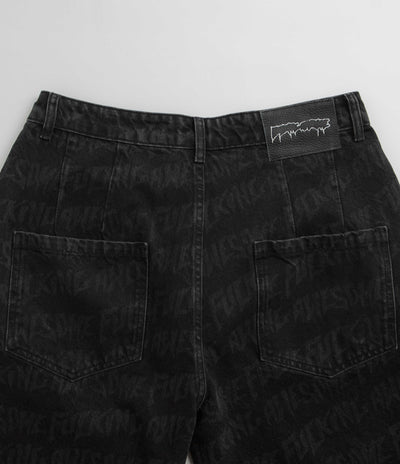 Fucking Awesome Baggy Pleated Denim Laser Shorts - Black