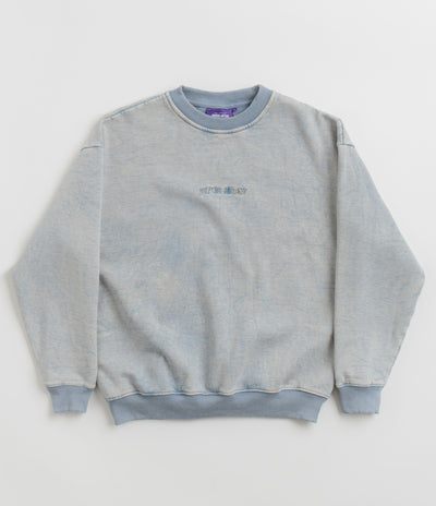 Fucking Awesome Little Stamp Snow Wash Crewneck Sweatshirt - Dusty Blue