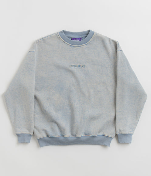 Fucking Awesome Little Stamp Snow Wash Crewneck Sweatshirt - Dusty Blue