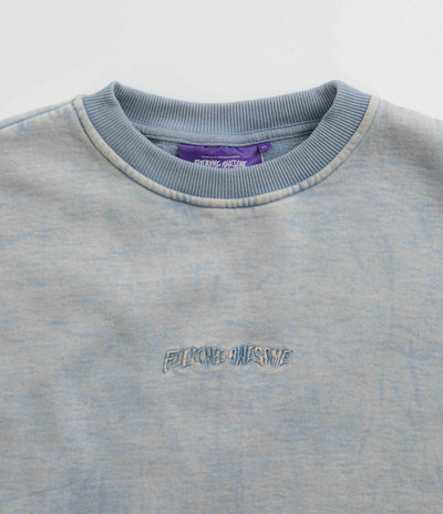 Fucking Awesome Little Stamp Snow Wash Crewneck Sweatshirt - Dusty Blue