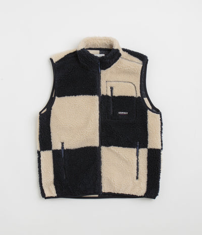 Gramicci Checkered Sherpa Vest - Natural / Navy Check